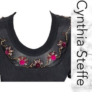 Embellished silk blend top